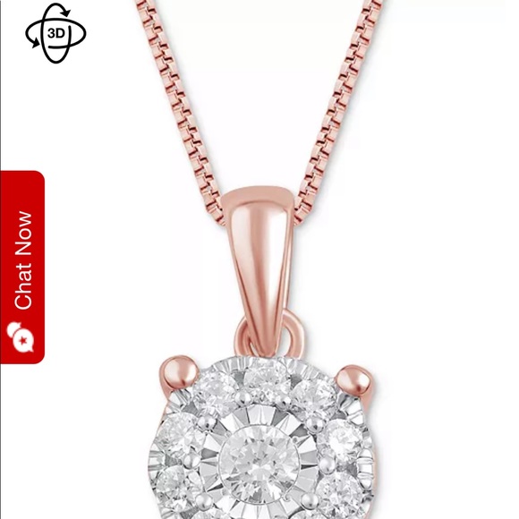 Diamond halo pendant necklace - Picture 5 of 6